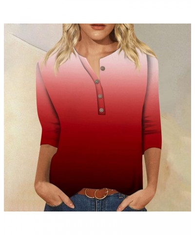 3/4 Sleeve Tops for Women Summer Shirts for Crew Neck Cute Print Graphic Blouses Casual Plus Size Basic Pullover Tops 1-red $...