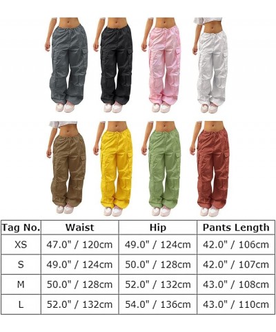 Women's Baggy Cargo Pants with Pocket Drawstring Low Waist Loose Hip Hop Casual Trousers Sweatpant Y2K Streetwear White $13.6...