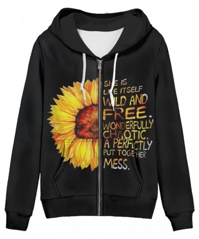 Zip Up Hoodie Women Oversized Y2K Fall Jacket Streetwear Sweatshirts XS-5XL 0 Sunflower Letters $20.94 Hoodies & Sweatshirts