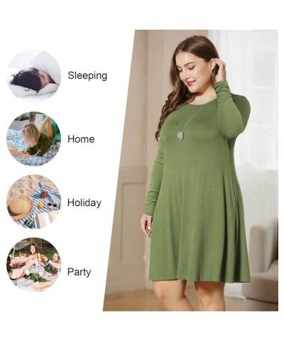 Women's Winter XL-6XL Plus Size Dresses Casual Long Sleeve Dress with Pockets Fl Mix Blue+long Sleeve $13.12 Dresses