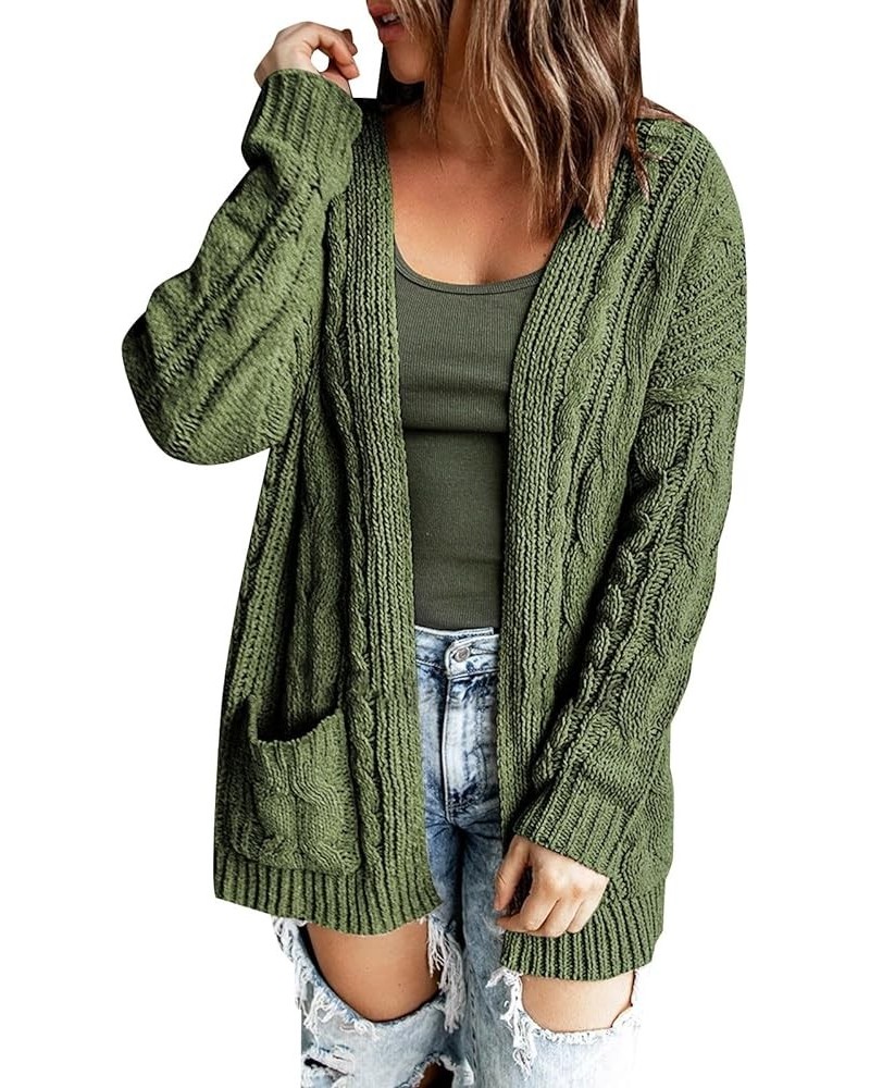 Fall Cardigan Sweater for Women Long Women's Knitted Cardigan Loose Solid Color Medium Long Thin Open Front Green $18.64 Swea...