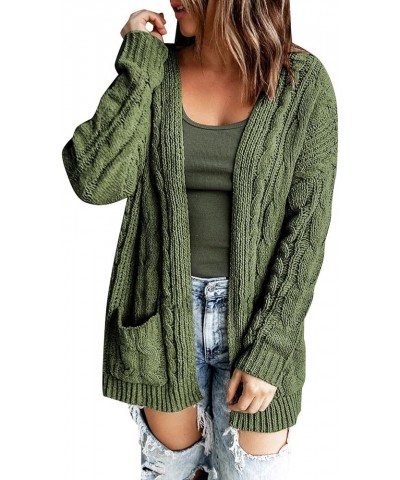 Fall Cardigan Sweater for Women Long Women's Knitted Cardigan Loose Solid Color Medium Long Thin Open Front Green $18.64 Swea...