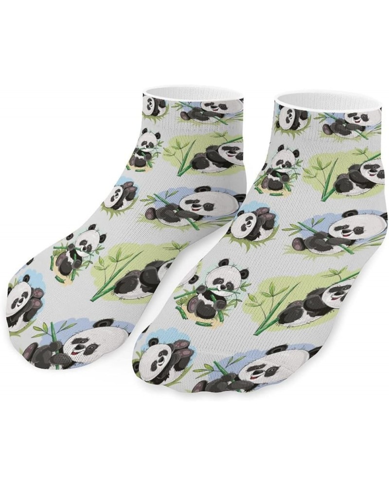 Unisex Athletic Low Cut Ankle Socks No Show Performance Cushioned Sock Panda Love to Eat Bamboo $8.62 Activewear