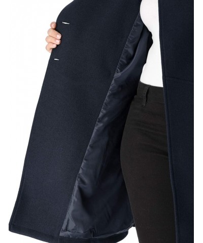 Women's Plus Size Coat A-Line Peter Pan Collar Double Breasted Fall Winter Peacoat Navy Blue $39.00 Blazers