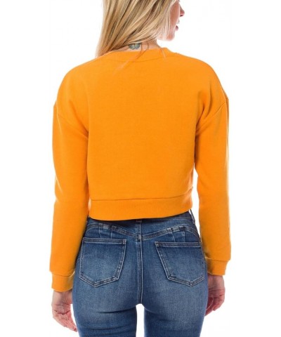 Women's Fleece Long Sleeve Crewneck Cropped Sweatshirt Tops Cropped Mustard $13.89 Hoodies & Sweatshirts