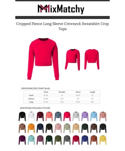 Women's Fleece Long Sleeve Crewneck Cropped Sweatshirt Tops Cropped Mustard $13.89 Hoodies & Sweatshirts