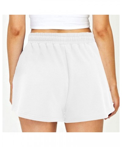 Women's Sweat Shorts Comfy Lounge Running Shorts Gym Summer Casual High Waisted Athletic Shorts with Pockets B White $10.79 S...