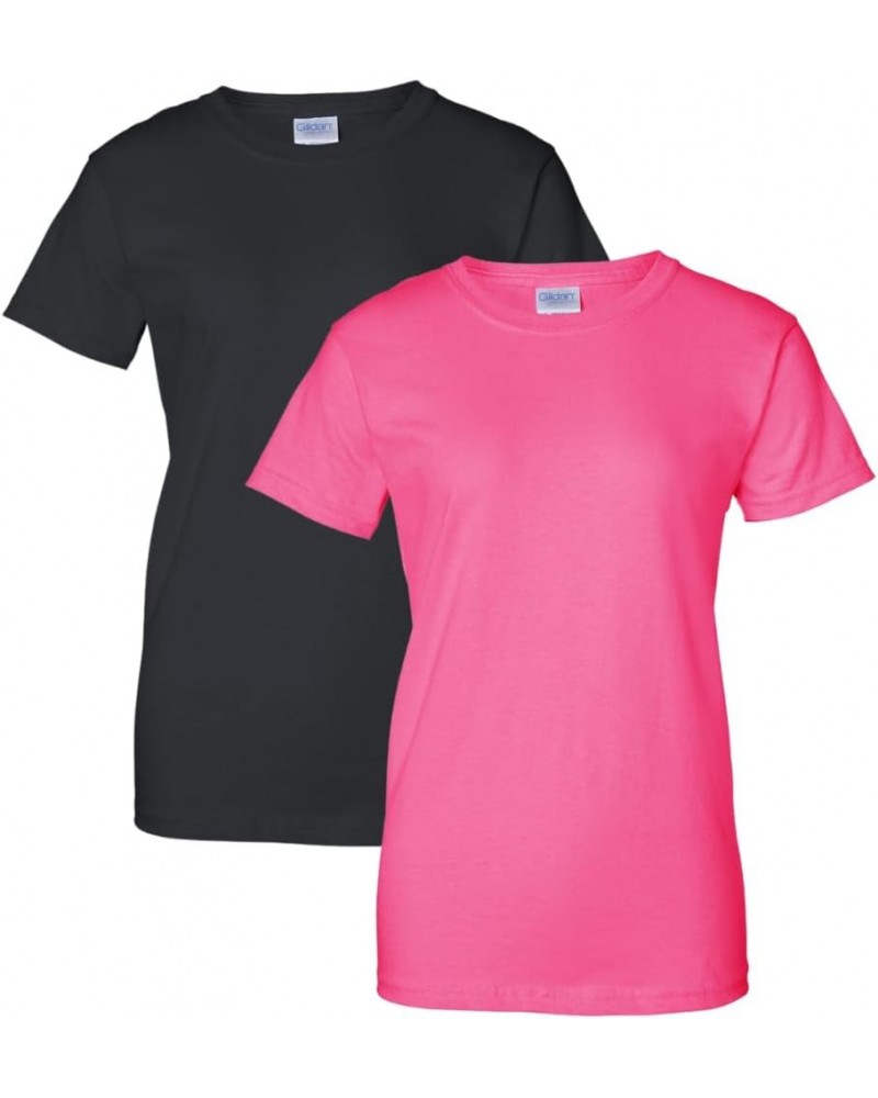 Women's Heavy Cotton T-Shirt, Style G5000L, 2-Pack (Black/Safety Pink) $7.13 T-Shirts