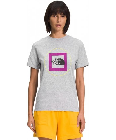 Women's Short Sleeve Geo NSE Tee Tnf Light Grey Heather/Purple Cactus Flower $31.26 Activewear