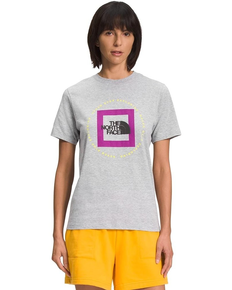 Women's Short Sleeve Geo NSE Tee Tnf Light Grey Heather/Purple Cactus Flower $31.26 Activewear