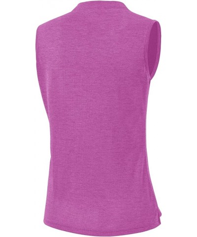 Women's Golf Polo Shirts Sleeveless Zip Up Collarless UPF 50+ Tennis T-Shirt Lightweight Quick Dry 02-rose Purple $12.99 Acti...