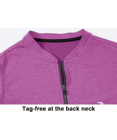 Women's Golf Polo Shirts Sleeveless Zip Up Collarless UPF 50+ Tennis T-Shirt Lightweight Quick Dry 02-rose Purple $12.99 Acti...