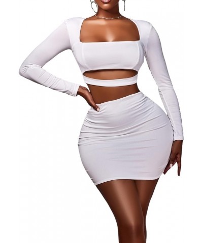 Women’s Sexy Club Night Dress Party Ruched Dresses 21890 White $18.54 Dresses