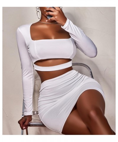 Women’s Sexy Club Night Dress Party Ruched Dresses 21890 White $18.54 Dresses