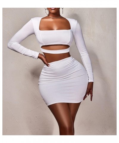 Women’s Sexy Club Night Dress Party Ruched Dresses 21890 White $18.54 Dresses