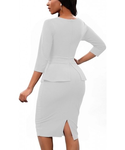 Women's Bodycon Pencil Dress Teacher Office Church Modest Business Wear to Work Bodycon Sheath Suiting Dresses 2 White $22.50...