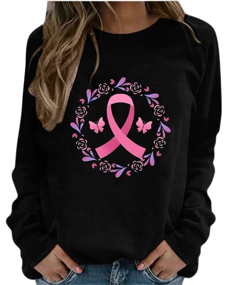 Hoodies for Women Breast Cancer Awareness Pink Ribbon Graphic Sweatshirts Spread The Hope Blouses Hooded Pullover Black026 $1...