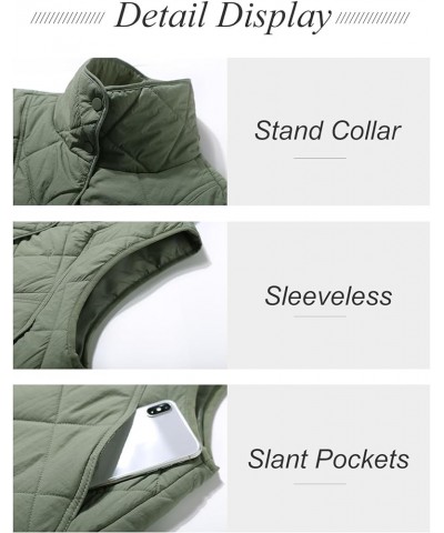 Women Lightweight Quilted Puffer Vest Stand Collar Sleeveless Padded Gilet Button Clousure Beangreen $18.90 Vests