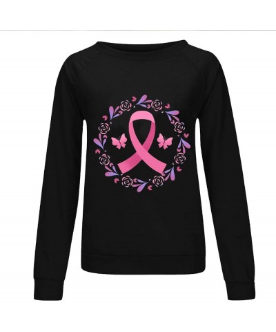 Hoodies for Women Breast Cancer Awareness Pink Ribbon Graphic Sweatshirts Spread The Hope Blouses Hooded Pullover Black026 $1...