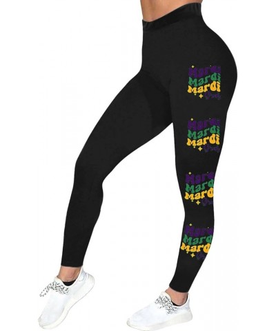 Mardi Gras Leggings for Women 2024 Womens Stretchy Carnival Printed Yoga Tights Tummy Control Mardi Gras Outfit B3-black $5.2...