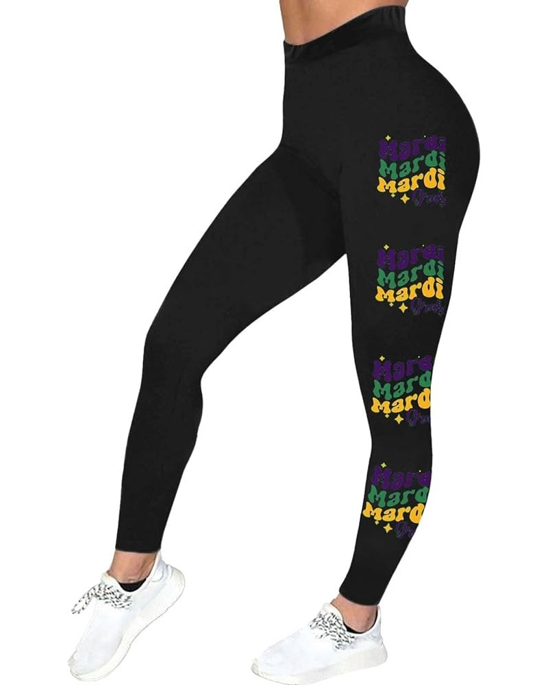 Mardi Gras Leggings for Women 2024 Womens Stretchy Carnival Printed Yoga Tights Tummy Control Mardi Gras Outfit B3-black $5.2...