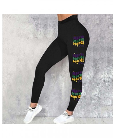 Mardi Gras Leggings for Women 2024 Womens Stretchy Carnival Printed Yoga Tights Tummy Control Mardi Gras Outfit B3-black $5.2...