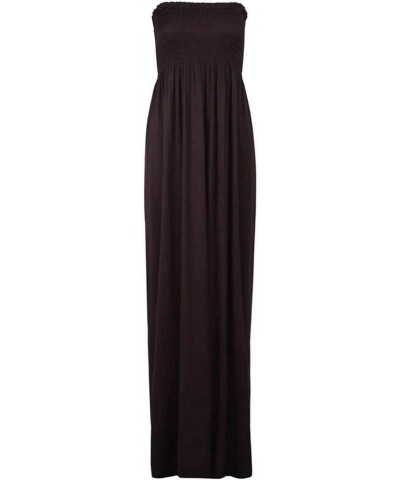 Women's Plain Sheering Boob Tube Maxi Dress Chocolate Brown $10.22 Dresses