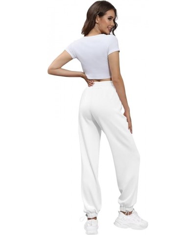 Womens Sweatpants Joggers with Pockets Lounge Sweat Pants Tapered Y2k Casual Running Workout Yoga White $20.79 Activewear