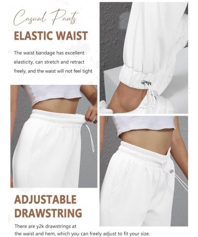 Womens Sweatpants Joggers with Pockets Lounge Sweat Pants Tapered Y2k Casual Running Workout Yoga White $20.79 Activewear