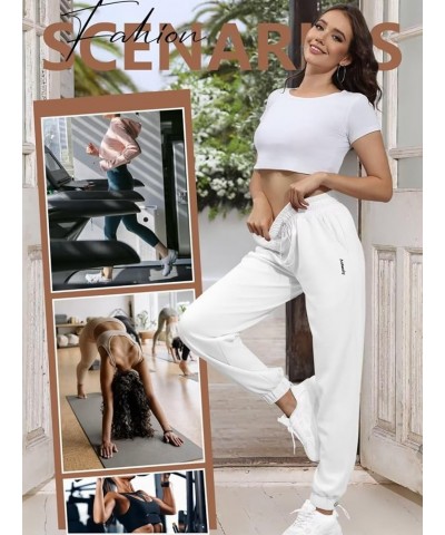 Womens Sweatpants Joggers with Pockets Lounge Sweat Pants Tapered Y2k Casual Running Workout Yoga White $20.79 Activewear