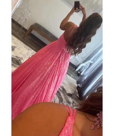 Sequin Prom Dresses for Women 2024 Long Ball Gown A-Line Spaghetti Formal Dresses CM142 A-burgundy $38.24 Dresses