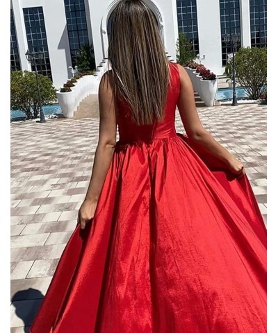 Women's One Shoulder Prom Dresses Long Satin Slit A Line Formal Evening Party Dress with Pockets Purple $43.34 Dresses