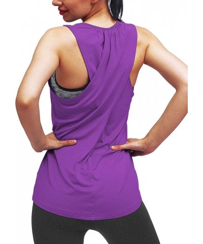 Workout Tops for Women Yoga Athletic Shirts Tank Tops Gym Summer Workout Clothes Violet $12.64 Activewear