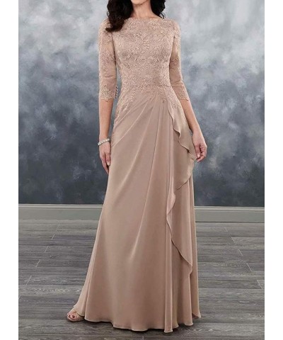 Mother of The Bride Dresses Long Evening Formal Dress 3/4 Sleeve Lace Applique Ruffles Teal $45.36 Dresses