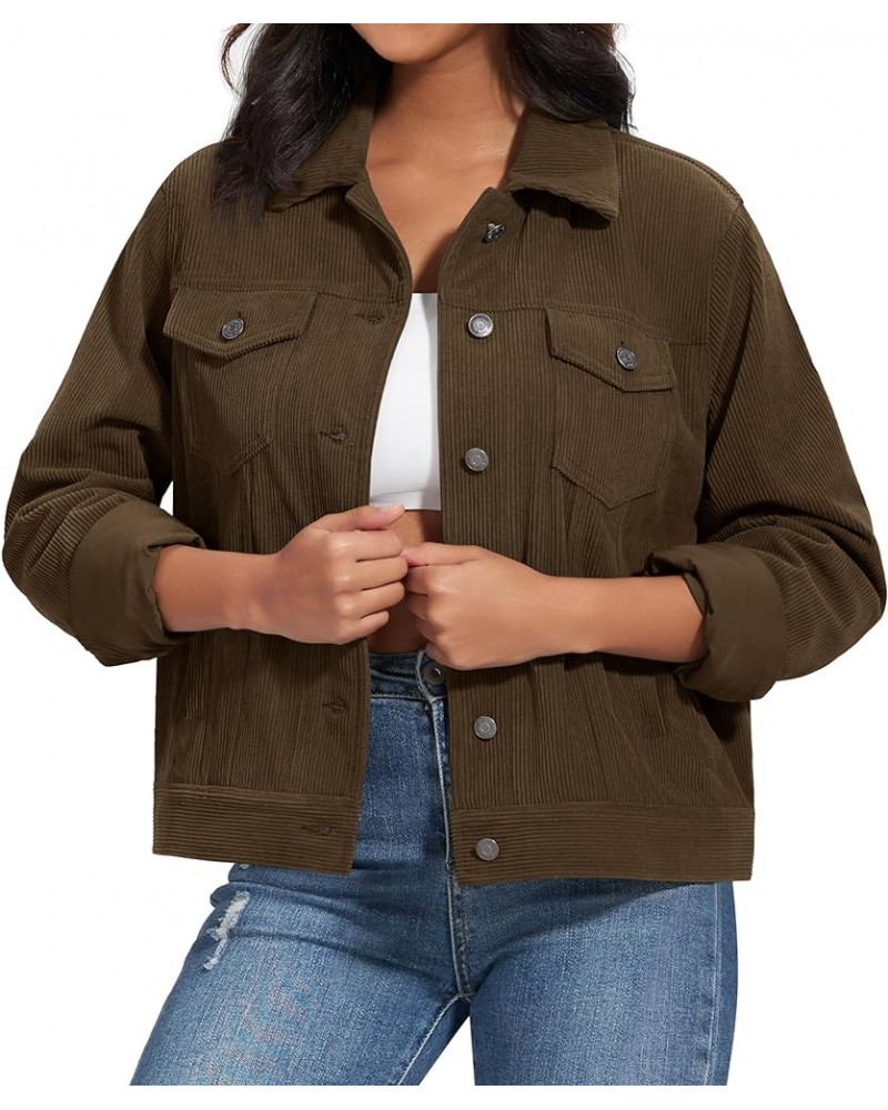 Women's Casual Corduroy Jackets Soft Warm Button Down Shacket Jacket Long Sleeve Fall Outerwear with Pockets Coffee $27.35 Ja...