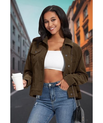 Women's Casual Corduroy Jackets Soft Warm Button Down Shacket Jacket Long Sleeve Fall Outerwear with Pockets Coffee $27.35 Ja...