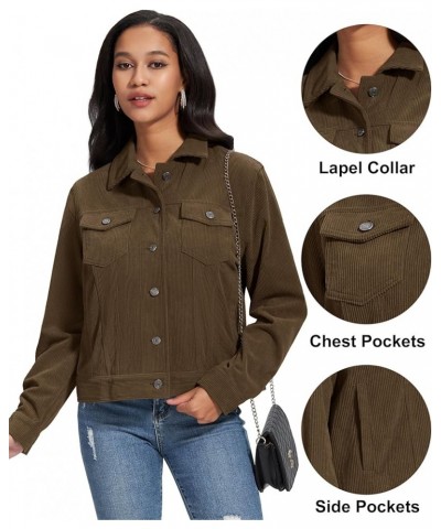 Women's Casual Corduroy Jackets Soft Warm Button Down Shacket Jacket Long Sleeve Fall Outerwear with Pockets Coffee $27.35 Ja...