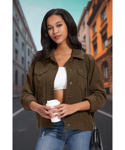 Women's Casual Corduroy Jackets Soft Warm Button Down Shacket Jacket Long Sleeve Fall Outerwear with Pockets Coffee $27.35 Ja...