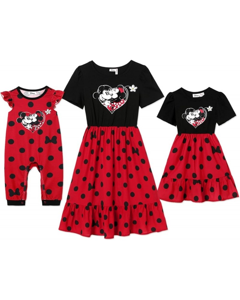 Mickey and Friends Mom and Me Matching Minnie Dresses Polka Dots Sleeveless Strap Dresses Woman Deep Red $16.56 Dresses