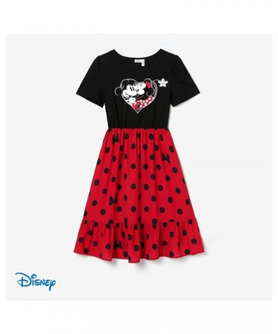 Mickey and Friends Mom and Me Matching Minnie Dresses Polka Dots Sleeveless Strap Dresses Woman Deep Red $16.56 Dresses