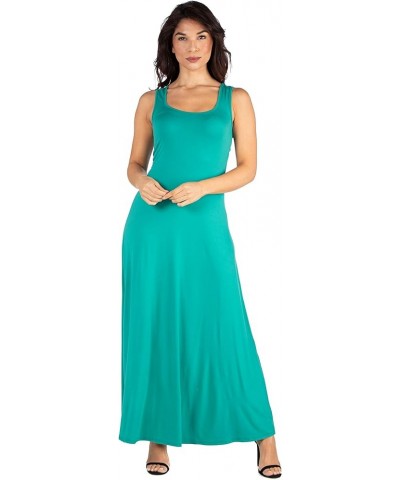 Womens Casual Scoop Neck Sleeveless Tank Maxi Dress -Small-1X Jade $21.19 Dresses