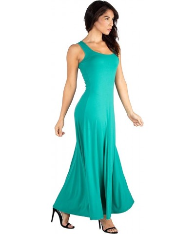 Womens Casual Scoop Neck Sleeveless Tank Maxi Dress -Small-1X Jade $21.19 Dresses