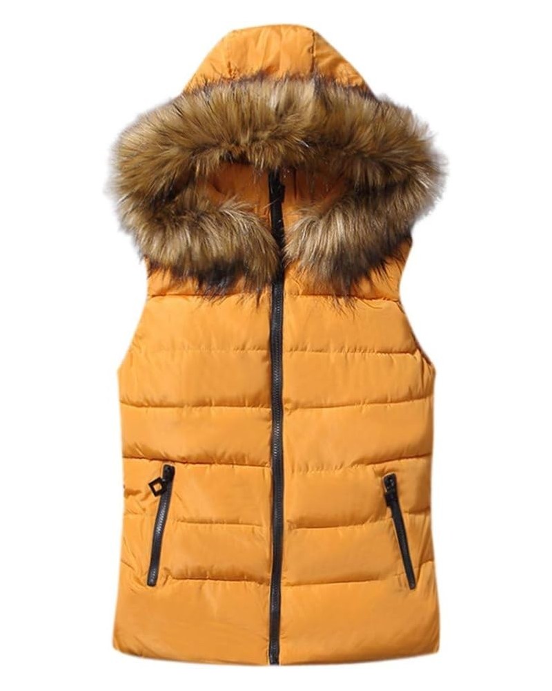 Furry Jacket Coats for Women Faux Leather Cardigan Coat Outwear Vest Sleeveless Warm Winter Coats Fleece Jacket Zc-yellow $13...