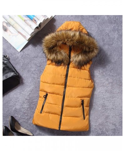 Furry Jacket Coats for Women Faux Leather Cardigan Coat Outwear Vest Sleeveless Warm Winter Coats Fleece Jacket Zc-yellow $13...