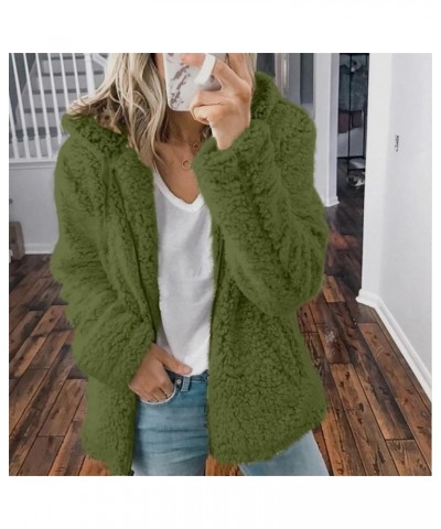 Women's 2023 Fashion Winter Coats Long Sleeve Lapel Zip Up Faux Fur Shaggy Coats Plush Oversized Fleece Lined Jacket E-army G...