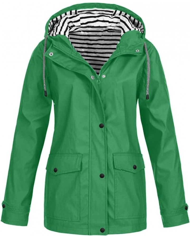 Raincoat Women, Rain Jacket Waterproof Raincoat Hooded Windbreaker Outdoor Zip Up Lightweight Work Jacket Ladies 02-green $11...