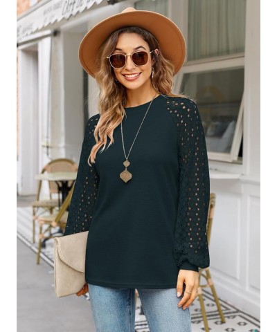 Women's Puff Long Sleeve Tops Casual Loose Blouse Shirts 07 Dark Green $12.40 Blouses