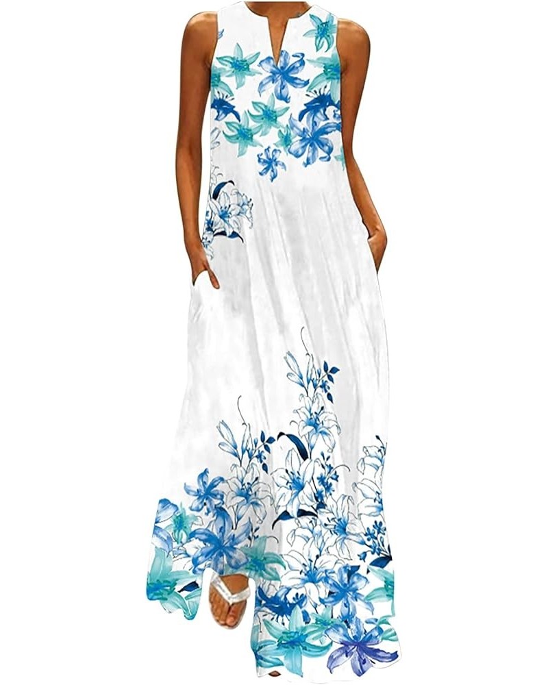 Plus Size Dress for Women Vintage Floral Print Beach Maxi Dress Summer Vneck Sun Dress Dressy Casual Maxi Dresses Z03-light B...