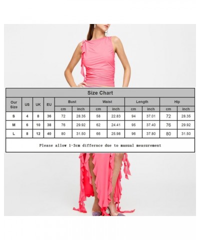 Women Sexy Ruffle Hem Strapless Long Dress Irregular Floral Tassel Split Ruched Bodycon Evening Party Tube Dress Z01-pink $12...