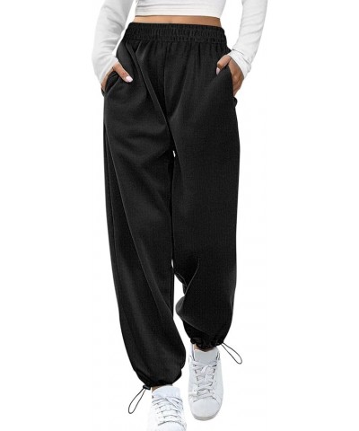 Cinch Bottom Sweatpants for Women Loose Fit Drawstring Plain Joggers Track Pants with Pockets Baggy Cozy Running Workout H91-...